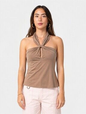 Milk + Honey Brown Halter Neck Tank Top Small